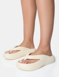 Best Sale Guilty Chunky Toe Post Slider Sandals Flats