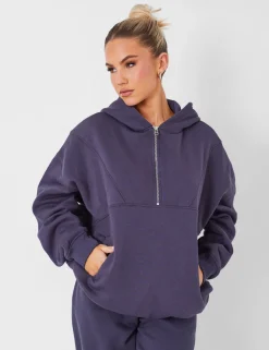 Cheap Half Zip Oversized Hoodie Dark Sculpt & Leisure | Kaiia The Label