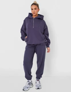Cheap Half Zip Oversized Hoodie Dark Sculpt & Leisure | Kaiia The Label
