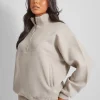 Fashion Half Zip Oversized Sweatshirt Stone Sculpt & Leisure | Kaiia The Label