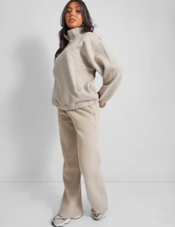 Fashion Half Zip Oversized Sweatshirt Stone Sculpt & Leisure | Kaiia The Label