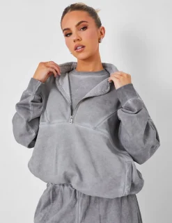 Store Half Zip Oversized Sweatshirt Co-ord Washed Sweatshirt & Hoodies | Hoodies & Sweatshirts
