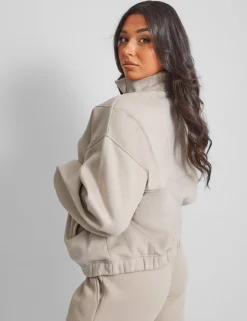 Fashion Half Zip Oversized Sweatshirt Stone Sculpt & Leisure | Kaiia The Label