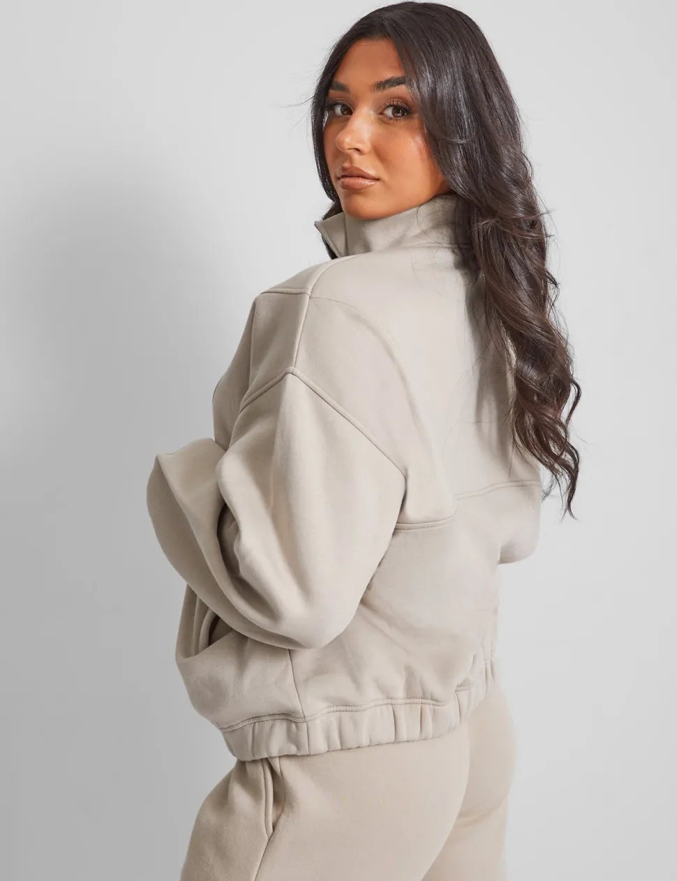 Fashion Half Zip Oversized Sweatshirt Stone Sculpt & Leisure | Kaiia The Label
