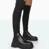 Best Sale Happier Boucle Knit Over The Knee Boots Flat Boots | Over The Knee Boots