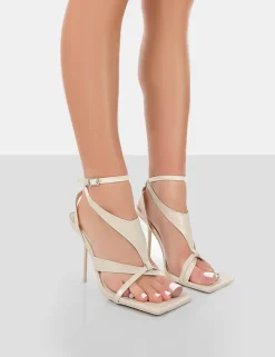 New Harness Croc Strappy Square Toe Stiletto Heels 4" Heels | Square Toe Heels