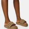 Hot Hattie Khaki Woven Platform Sandals Flats