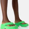 Discount Havana Lime Towelling Flip Flop Chunky Platform Sandals Platform Heels