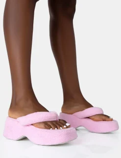 Store Havana Towelling Flip Flop Chunky Platform Sandals Pink Heels | Platform Heels