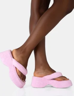 Store Havana Towelling Flip Flop Chunky Platform Sandals Pink Heels | Platform Heels