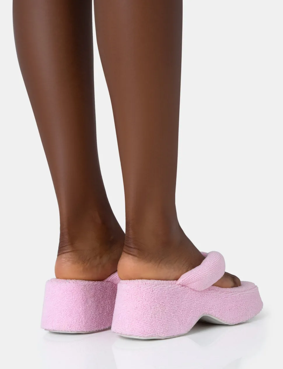 Store Havana Towelling Flip Flop Chunky Platform Sandals Pink Heels | Platform Heels