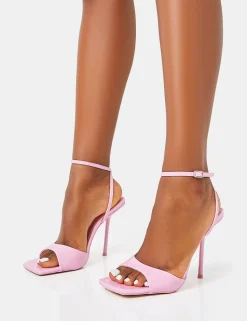 Flash Sale Havaska Baby Patent Wrap Around Barley There High Heels Barely There Heels | Pink Heels