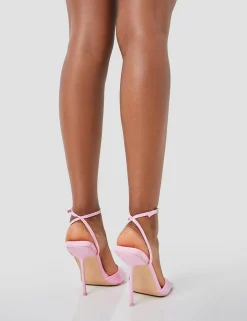 Flash Sale Havaska Baby Patent Wrap Around Barley There High Heels Barely There Heels | Pink Heels