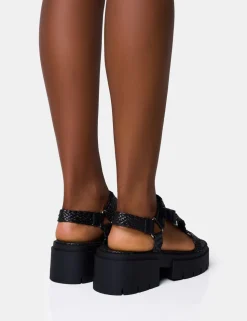 Hot Hazard Raffia Chunky Dad Sandals Flats