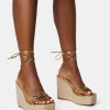 New Heated Strappy Lace Up Jute Wedges Back In Stock | Gold Heels