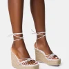 Best Sale Heated Strappy Lace Up Jute Wedges Wedges