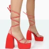 Best Sale Helena Grain Pu Sparkly Diamante Chunky Platform Heel Block Heels Strappy Heels | Diamante Heels