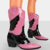 New Howdy Patent Pointed Toe Western Cowboy Block Ankle Boots Western Boots | Ankle Boots