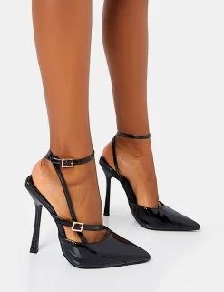 Fashion Idol Patent Buckle Strappy Detail Stiletto Court High Heels Back In Stock | Court Heels