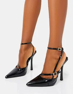 Fashion Idol Patent Buckle Strappy Detail Stiletto Court High Heels Back In Stock | Court Heels