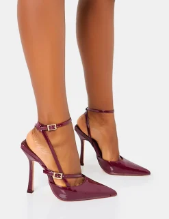 Online Idol Patent Buckle Strappy Detail Stiletto Court High Heels Back In Stock | Court Heels
