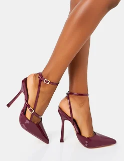 Online Idol Patent Buckle Strappy Detail Stiletto Court High Heels Back In Stock | Court Heels