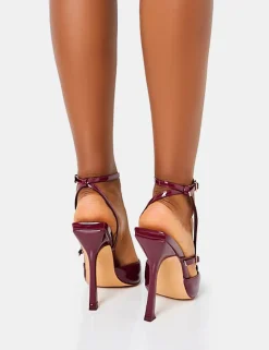 Online Idol Patent Buckle Strappy Detail Stiletto Court High Heels Back In Stock | Court Heels
