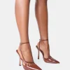 Clearance Idol Chocolate Patent Buckle Strappy Detail Stiletto Court High Heels Back In Stock | Court Heels