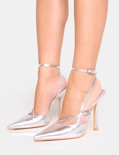 Cheap Idol Cracked Buckle Strappy Detail Stiletto Court High Heels Back In Stock | Court Heels