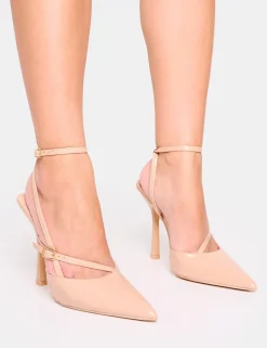 Hot Idol Patent Buckle Strappy Detail Stiletto Court High Heels Court Heels | High Heels