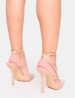 Hot Idol Patent Buckle Strappy Detail Stiletto Court High Heels Court Heels | High Heels