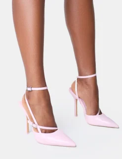 Fashion Idol Patent Buckle Strappy Detail Stiletto Court High Heels Court Heels | Pink Heels