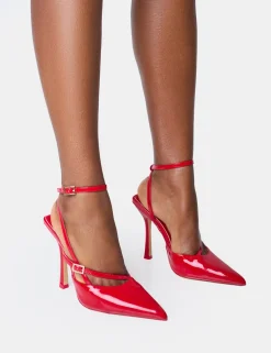 Hot Idol Patent Buckle Strappy Detail Stiletto Court High Heels Court Heels | High Heels