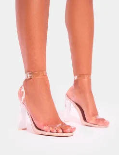 Sale Inka Perspex Round Toe Flat Block Heels Barely There Heels | Block Heels