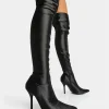 Hot Instinct Lycra Pointed Toe Stiletto Over The Knee Boots High Heels | Heeled Boots