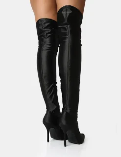 Hot Instinct Lycra Pointed Toe Stiletto Over The Knee Boots High Heels | Heeled Boots