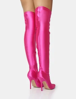 Cheap Instinct Lycra Pointed Toe Stiletto Over The Knee Boots High Heels | Heeled Boots