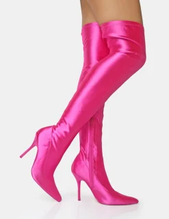 Cheap Instinct Lycra Pointed Toe Stiletto Over The Knee Boots High Heels | Heeled Boots