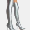 Shop Instinct Lycra Pointed Toe Stiletto Over The Knee Boots High Heels | Heeled Boots