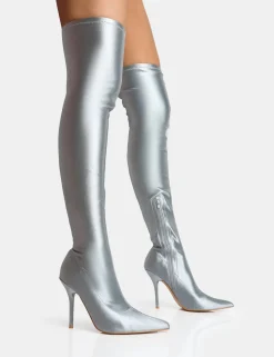 Shop Instinct Lycra Pointed Toe Stiletto Over The Knee Boots High Heels | Heeled Boots