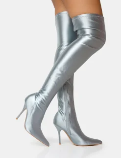 Shop Instinct Lycra Pointed Toe Stiletto Over The Knee Boots High Heels | Heeled Boots