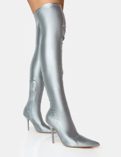 Shop Instinct Lycra Pointed Toe Stiletto Over The Knee Boots High Heels | Heeled Boots