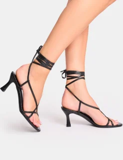 Best Irisa Cracked Lace Up Strappy Mid Heels Lace Up Heels | Mid Heels