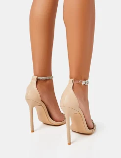 Best Sale Jemma Nude Pu Diamante Barely There Barely There Stiletto Heels Barely There Heels | Diamante Heels