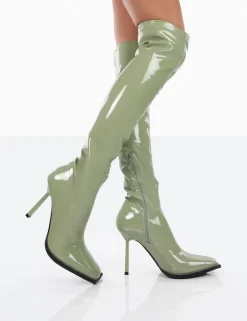 Cheap Jenine Patent Over The Knee Stiletto Heeled Boots High Heels | Heeled Boots