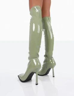 Cheap Jenine Patent Over The Knee Stiletto Heeled Boots High Heels | Heeled Boots