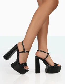Flash Sale Jesse Croc Platform Block High Heels Block Heels | Platform Heels