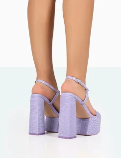 Discount Jesse Croc Platform Block High Heels Block Heels | Platform Heels