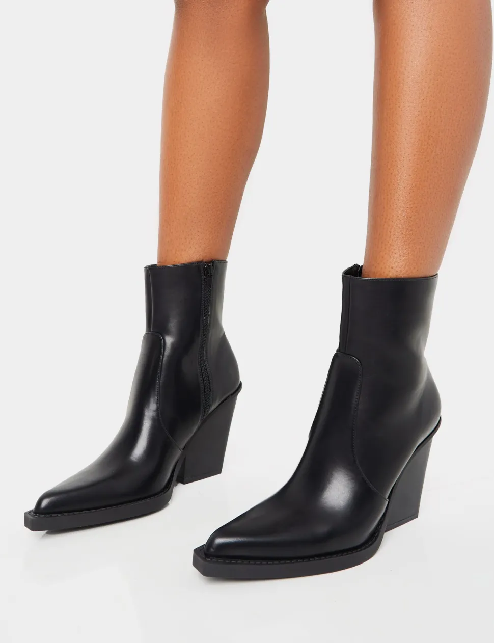 Hot Jessie Pu Western Pointed Toe Block Heeled Ankle Boots Western Boots | Ankle Boots