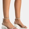 Fashion Joselyn Wide Fit Nude Pu Diamante Barely There Perspex Mid Heels Wide Fit Heels | Wide Fit Heels
